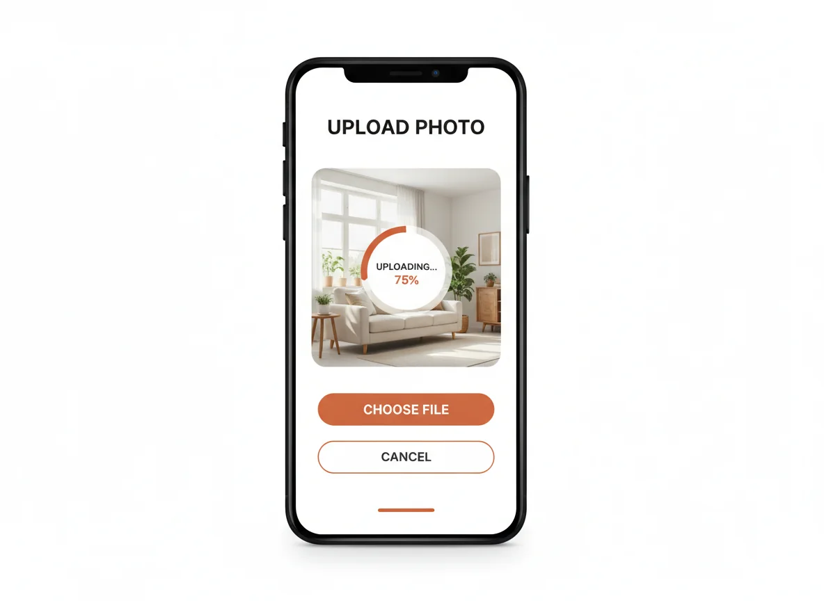 AI room design step 1 - Upload photo of your room for instant design suggestions