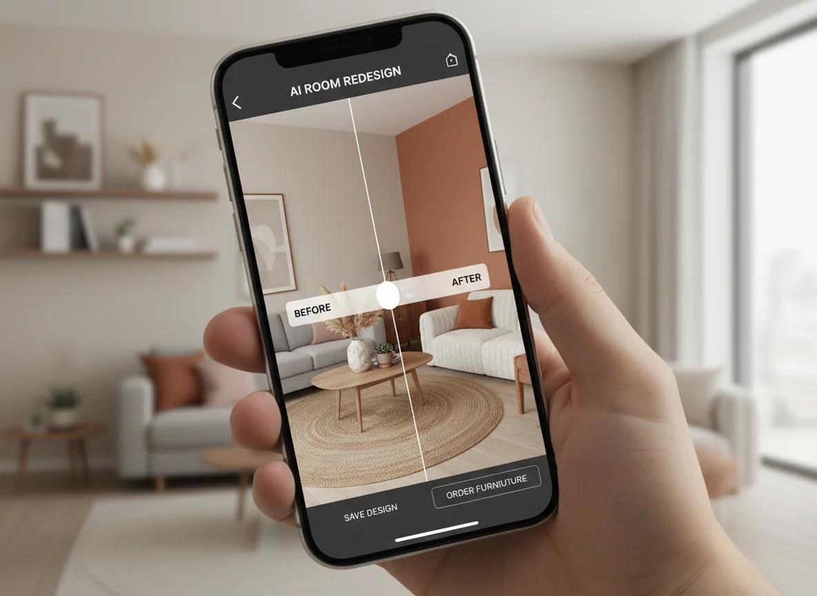 AI home design results - Instant before and after room transformations